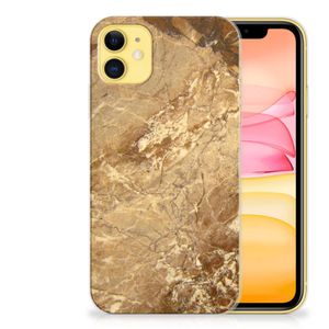 Apple iPhone 11 TPU Siliconen Hoesje Marmer Creme