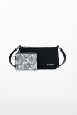 Grote 2-in-1 portemonnee met slangenprint - BLACK - U