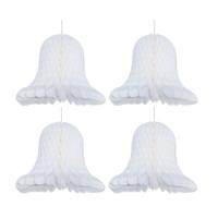 Kerstklokken lampionnen - 4x - wit - 30 x 30 cm - Kerstversiering - Papier