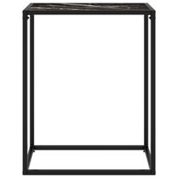 The Living Store Wandtafel Zwarte Marmeren Textuur - 60 x 35 x 75 cm - Gehard Glas en Gepoedercoat Staal