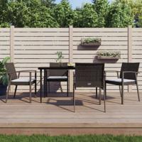 Tuinstoelen 4 st met kussens 56,5x57x83 cm poly rattan bruin