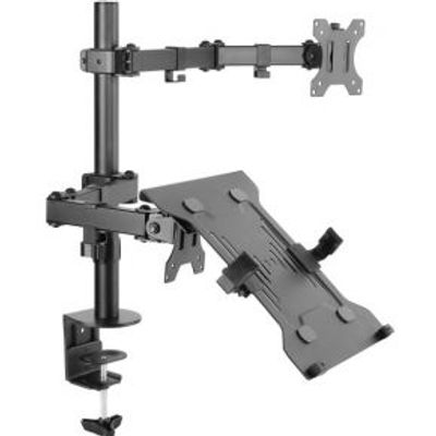 Equip 650119 Dual Arm monitorarm met laptop standaard Zwart Equip 650119 Dual Arm monitorarm met laptop standaard Zwart