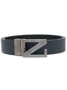 Zegna ceinture en cuir à boucle logo - Bleu