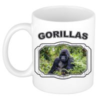 Dieren gorilla beker - gorillas/ gorilla apen mok wit 300 ml - thumbnail