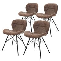 ML-Design Set van 4 eetkamerstoelen met rugleuning, bruin, keukenstoel met kunstleren bekleding, gestoffeerde stoel - thumbnail
