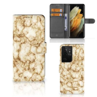 Samsung Galaxy S21 Ultra | Bookcase | Marmer Goud