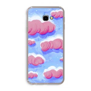 Roze wolken met vogels: Samsung Galaxy J4 Plus Transparant Hoesje