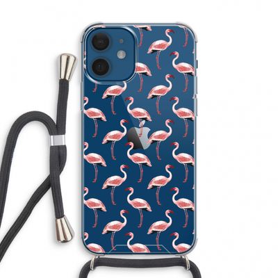 Flamingoprint groen: iPhone 12 mini Transparant Hoesje met koord