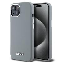 iPhone 15 DKNY Liquid Silicone Metal Logo Case - Magsafe Compatibel - Grijs
