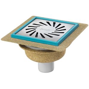 Aquaberg 2030 vloerput m.voegframe 7.5mm m.rvs rooster onderuitlaat ø50mm verstelbaar 146x146mm