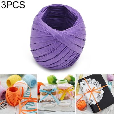 3 stuks 20M papier touw Raffia lint natuurlijke Lace touw gift box wrapping DIY decoratie (paars)