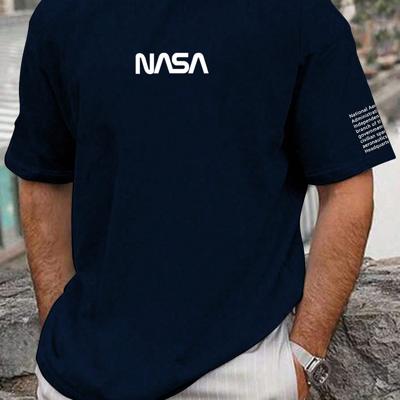 Bon&Bon Homme Men's Plus Size Navy Blue Slogan Print Casual T-Shirt Navy Blue-4 / 2XL