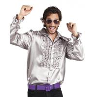 Carnaval verkleedkleding shirt met rouches - zilver - heren - blouse - polyester - Disco time