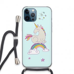 Regenboog eenhoorn: iPhone 13 Pro Max Transparant Hoesje met koord