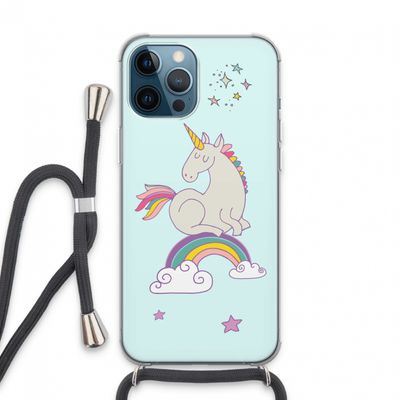 Regenboog eenhoorn: iPhone 13 Pro Max Transparant Hoesje met koord