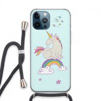 Regenboog eenhoorn: iPhone 13 Pro Max Transparant Hoesje met koord