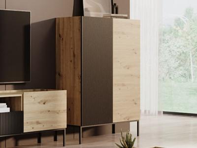 Commode SULEK 2 deuren artisan eik/zwart