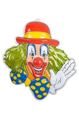 Wanddeco clown groen haar 50 x 50 cm