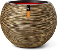 Capi nature bol rib nl kunststof vaas 40x32 cm zwart, goud