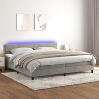 Boxspring met matras en LED fluweel lichtgrijs 200x200 cm