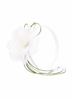 Piccola Ludo serre-tête à applique fleurs - Blanc