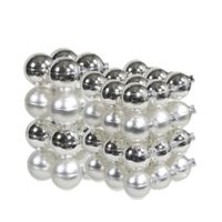 52x stuks glazen kerstballen zilver 6 en 8 cm mat/glans - thumbnail