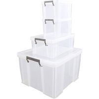 Whitefurze - Allstore Opbergboxen Bonus Pack 48 liter Set van 4 Stuks - Polypropyleen - Transparant