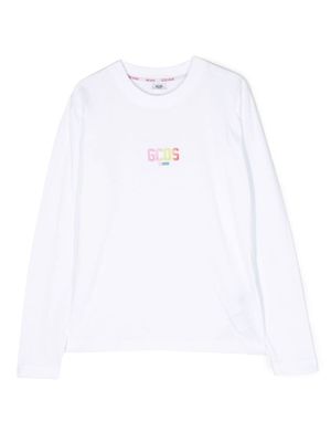 Gcds Kids t-shirt en coton à logo imprimé - Blanc