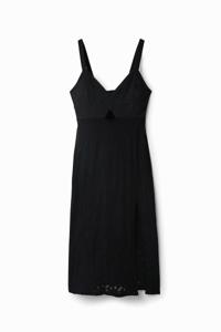 Midi-jurk met borduursels - BLACK - XS