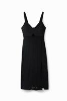 Midi-jurk met borduursels - BLACK - M