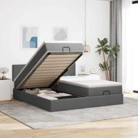 Ottoman bed met matrassen 180x200cm stof donkergrijs