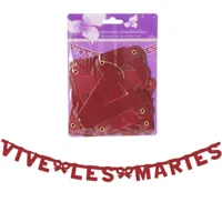 Letterslinger Vive les Mariès bordeaux 160 cm | 24 stuks
