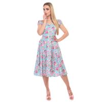 Dolores Peony Floral Doll Dress Blue-32 (NL)/ 6 (UK) | 50% korting