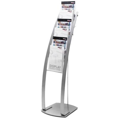Deflecto 693145EU Brochurestandaard Zilver, Transparant (bevroren) DIN A4 1 stuk(s) Aantal vakken: 6 (b x h x d) 380 x 1250 x 420 mm