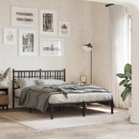 Bedframe met hoofdbord metaal zwart 120x190 cm