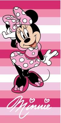 Minnie Mouse strandlaken Stripes roze 70 x 140 cm - katoen