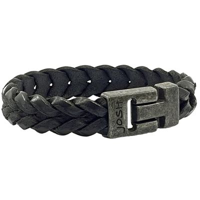 JOSH 24941-BRA-VB-BL Armband leder zwart-vintage zwart 15 mm