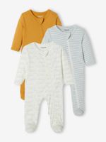 Set van 3 babypyjama's in jersey met ritssluiting set mosterd