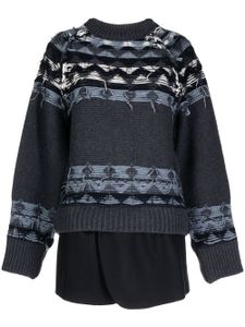 Goen.J pull en maille Fair Isle à effet usé - Bleu