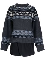 Goen.J pull en maille Fair Isle à effet usé - Bleu - thumbnail