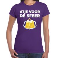 Atje voor de sfeer feest t-shirt paars voor dames - thumbnail