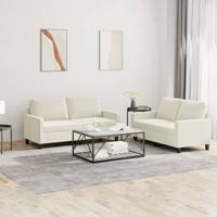 2-delige Loungeset met kussens fluweel crèmekleurig