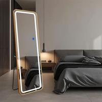 LoXa - Passpiegel Ilumina Goud - 160x50 cm - Staand & Ophangbaar - LED-Verlichting met Touch - Gouden Aluminium Frame - HD-glas