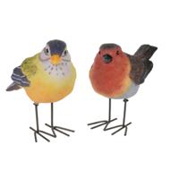 Tuinbeeldjes decoratie vogeltjes - 2x stuks - metaal - 10 cm - binnen/buiten Tuinbeeldjes decoratie vogeltjes - 2x stuks - metaal - 10 cm - binnen/buiten