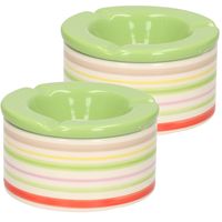2x Gekleurde terrasasbakken/stormasbakken groene deksel 12 cm