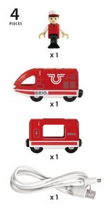 BRIO oplaadbare passagierstrein met USB-kabel 33746 - rood