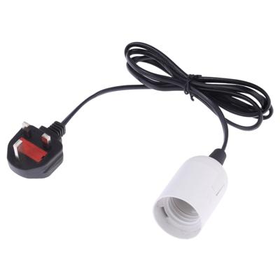 E27 Wire Cap lamp houder kroonluchter stopcontact met 1.5 m verlengkabel grote UK plug (wit)