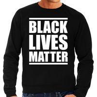 Black lives matter demonstratie / protest sweater zwart voor heren - thumbnail