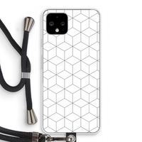 Zwart-witte kubussen: Pixel 4 Transparant Hoesje met koord