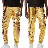 Voor heren Jogger Broek Vrijetijdsbroek Broek met pailletten Trekkoord Elastische taille Glanzend metallic Effen Kleur Volledige lengte Club Nachtclub Discolampen Casual Broek Ruim Passend Zilver Lightinthebox